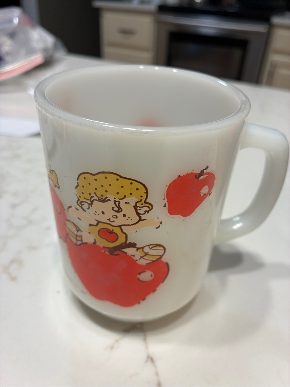 Vintage Milk Glass “Apple Dumplin” Mug from the Strawberry Shortcake Series